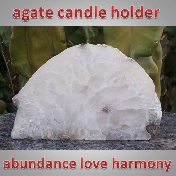 agate rock crystal candle holder 02 LOVE abundance HARMONY